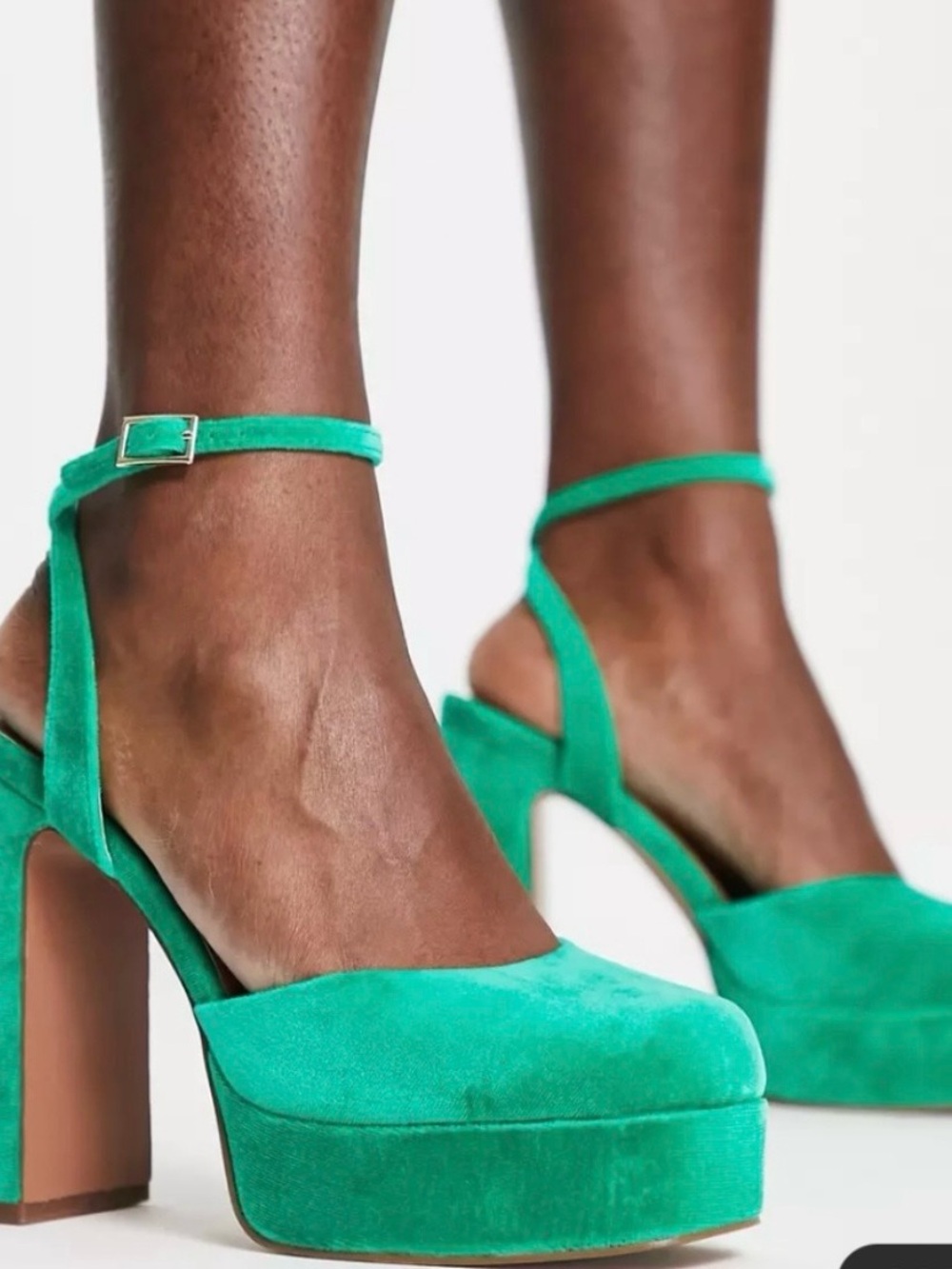 ASOS Green Suede Platform Ankle-Strap Heels
